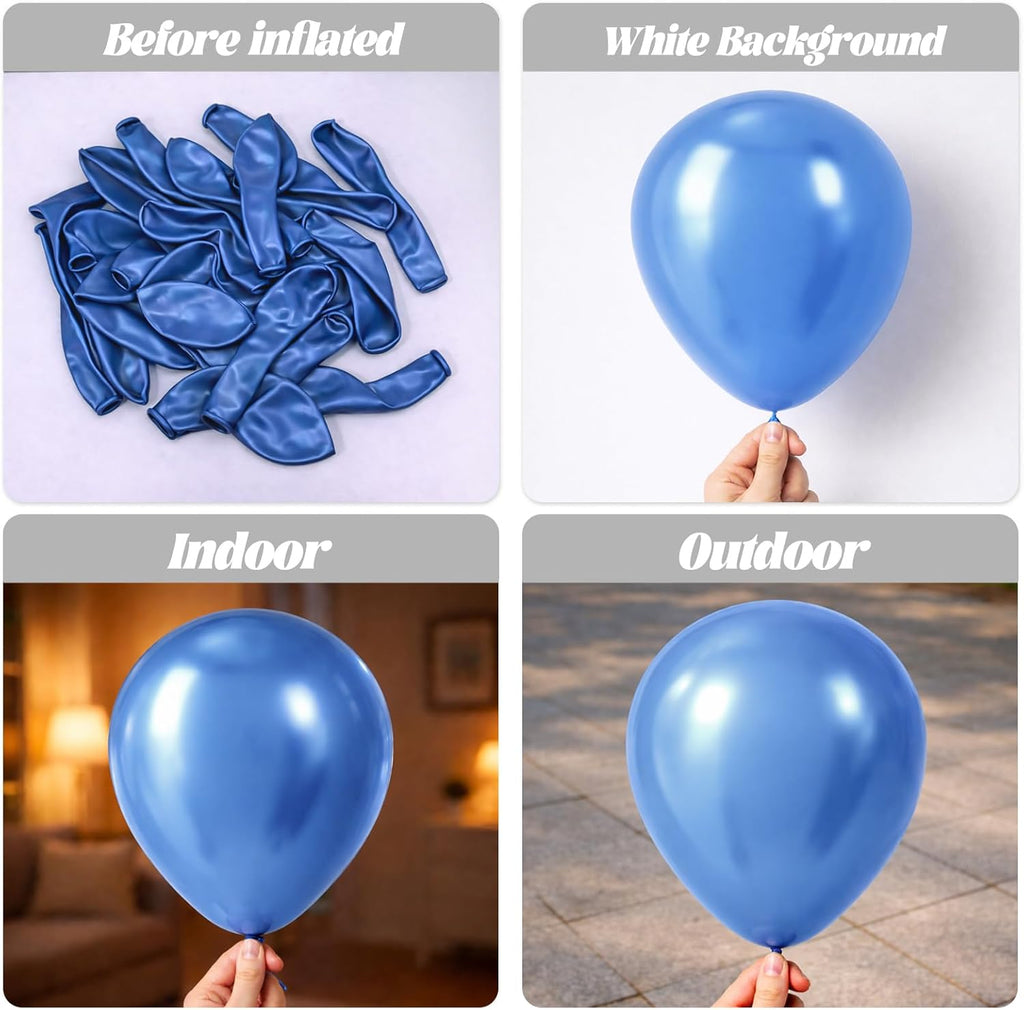 Voircoloria Metallic Blue Balloon Garland Kit - 90 Pack in 5/10/12/18 Inch Sizes for Graduation, Weddings & Parties