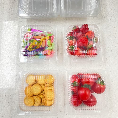 WAQIAGO 200 PCS 5x5 Inch Plastic Clamshell Take Out Tray,Disposable Sturdy Hinged LoafContainers,to go containers 56XU016V07EL04QFI7OP 0