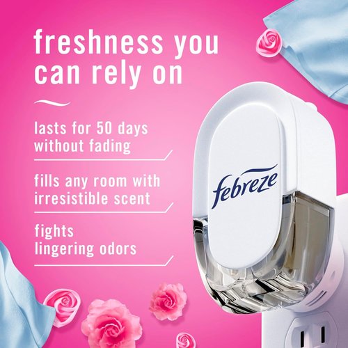 Febreze Odor-Fighting PLUG Air Freshener Refills - Downy April Fresh & Mediterranean Lavender, 4-Pack