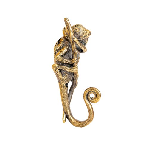 Chameleon Handmade Solid Brass Hook – Sturdy & Detailed Lizard Wall Hook for Coats, Bags, Towels – Unique Rustic Home Decor