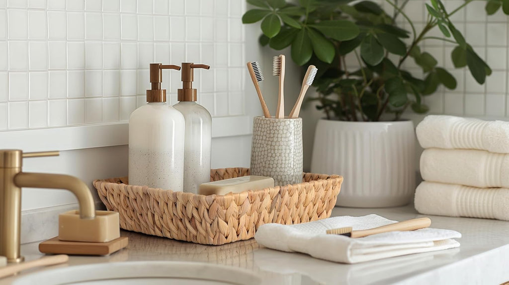 Wicker Basket Tray Set - Small Rattan Baskets for Gifts & Organizing | 2-Pack Decorative Baskets