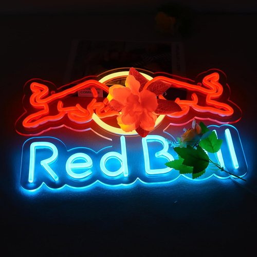 JFLLamp Neon Signs - Vibrant Wall Decor for Man Caves, Restaurants & Offices | 16.1" x 9.8" (Azure, Red, White)