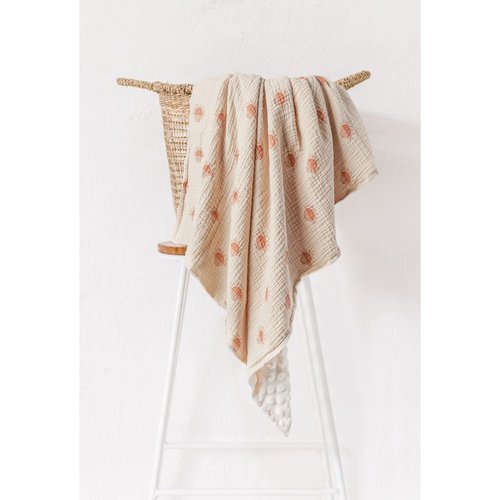 Konssy Baby Blankets for Unisex Boys Girls, Super Soft Nursery Minky Blankets with Muslin Cotton Front and Dotted Fleece Backing, Printed Bed Throws Newborn