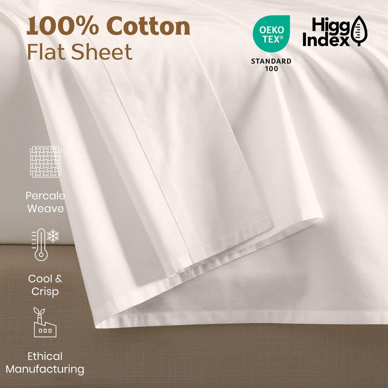 SUPREME ELEGANCE 100% Cotton Full Size Flat Sheet Only, Soft Pink, Percale Weave, Cooling & Crisp Full Size Bed Sheets, Breathable Sábana Plana, Top Sheet Only (86" W x 96" L)