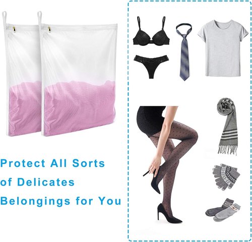 GOGOODA Delicates Laundry Bags - Fine Mesh Wash Bag for Lingerie, Bras, and Socks | Hanging Loop Design
