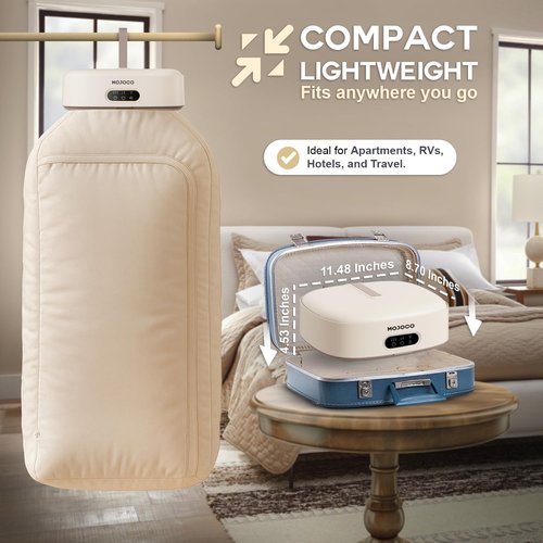 MOJOCO Portable Clothes Dryer - Compact Mini Dryer for Travel & Apartments | Fast-Drying, Quiet Operation