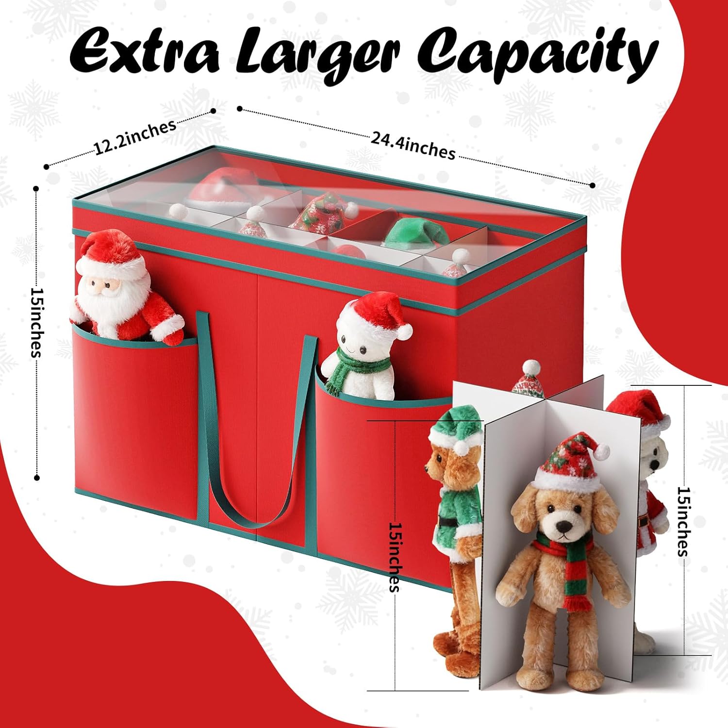 Regine Switzerland Christmas Figurine Storage Box - Nutcracker Organizer with Visible Lid for 15-Inch Collectibles | Red