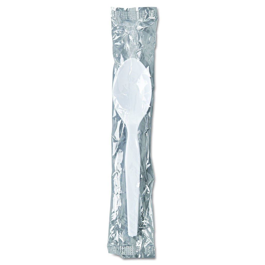 Dixie Individually Wrapped 5.88" Medium-Weight Polystyrene Teaspoon by GP PRO (Georgia-Pacific); White; TM23C7; (Case of 1,000)