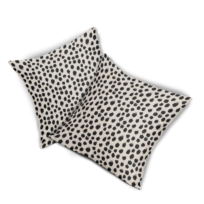 Black Cream Polka Dot Pillow Covers 24x24 Set of 2 Outdoor Modern Art Throw Pillows Boho Design Brush Strokes Decorative Pillowcase Square Cushion Cover Linen Pillow Case for Home Sofa Couch Bed