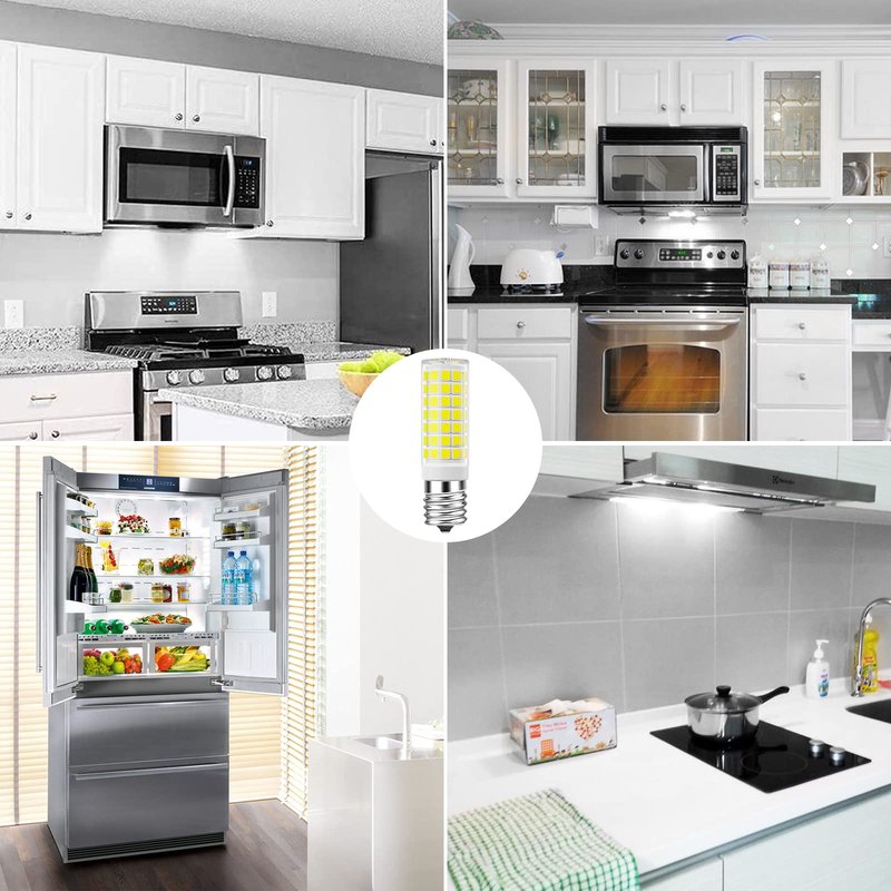 TAIYALOO LED Microwave Light Bulbs Under Hood 60W Equivalent, E17 LED Bulb Dimmable for Range Hood, Refrigerator, 7W 630 Lumens, LED Appliance Light Bulb Over Stove, Daylight White 6000K, 2 Pack