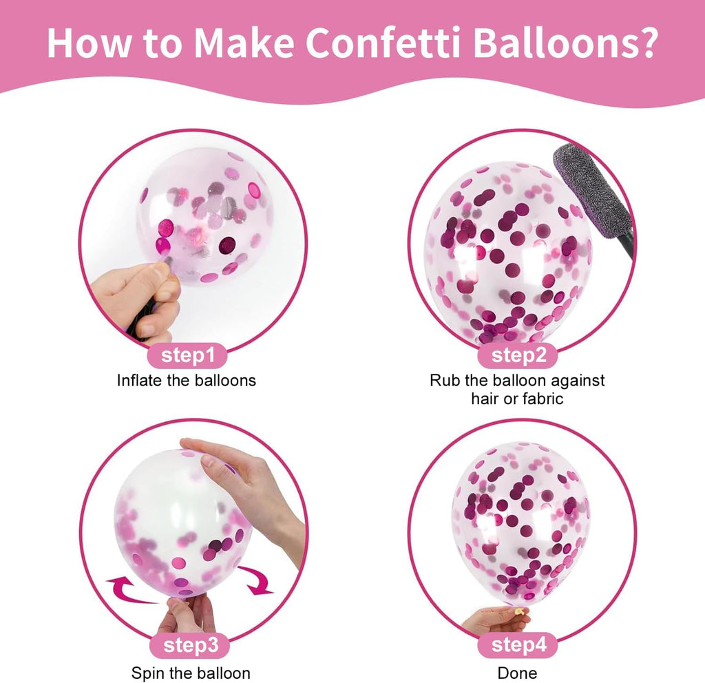 Skiennix Pink and White Balloons Kit - 50pcs 12 Inch Latex Balloons with Confetti for Parties