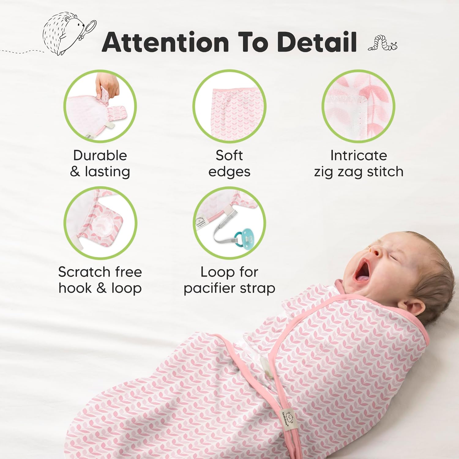 Skiennix Organic Baby Swaddle Sleep Sacks - Soft & Snug for Newborns 0-3 Months | Blossom, OS, 3-Pack