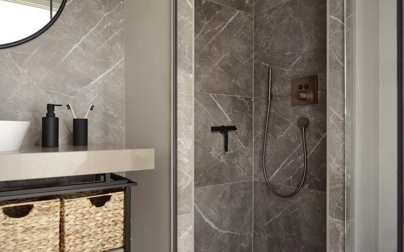 Zone Denmark Effortless Elegance Glass Wiper with Magnetic Holder for Stylish and Convenient Bathroom Maintenance Black, 6.7"x 8.3"inches