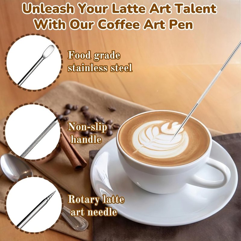 Spalivivre 22 Pcs Espresso Distribution Tool, Espresso Tamper 51mm, Include WDT Tool, Coffee Stirrer, Frothing Pitcher, Latte Art Pen, Tamper Mat and 16 Coffee Stencils, for Baristas and Coffee Lovers