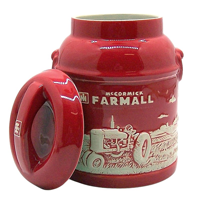 M Cornell Importers, Inc. IH Farmall Raised-Relief Stoneware Milk Can Cookie Jar