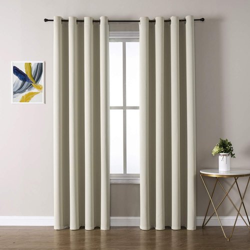 ChrisDowa Blackout Curtains - Room Darkening Thermal Insulated Grommet Panels | 90 Inch, Beige, 2 Panels Set
