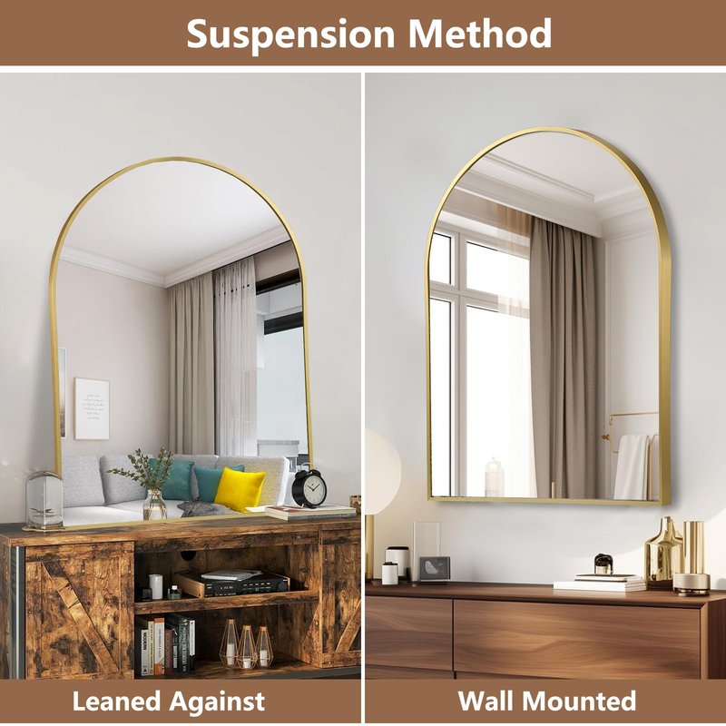 JENBELY 24"x36" Arched Mirror, Gold Arch Bathroom Mirror, Gold Vanity Mirror with Metal Frame, Arched Wall Mirror for Bedroom, Living Room, Hallways