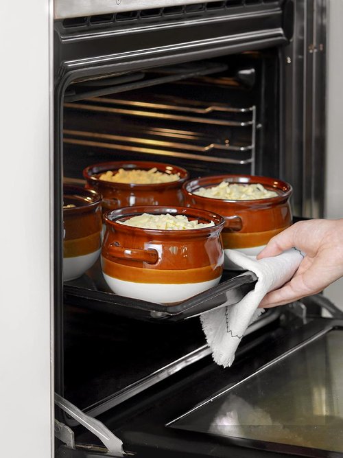 LE TAUCI French Onion Soup Bowls - 22 Ounce Ceramic Crocks with Handles | Oven Safe Set of 4