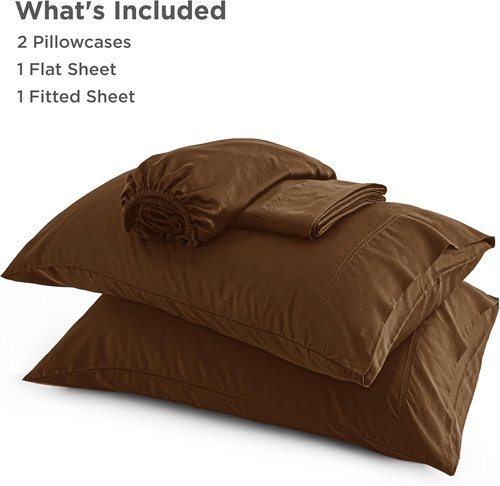 Bedsure Cooling Bed Sheets - Breathable Rayon from Bamboo | Soft & Luxurious Full Size, Deep Pocket Up to 16 Inches, Brown