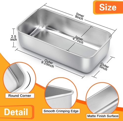 E-far Stainless Steel Baking Pans Set of 3 | Versatile 12.5", 10.5", 9.4" Sizes for Cakes & Lasagna