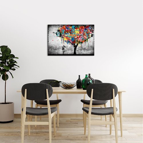 Artmyharbor Heart Tree Painting Graffiti Wall Art Bedroom Wall Decor 24 x 36 inches
