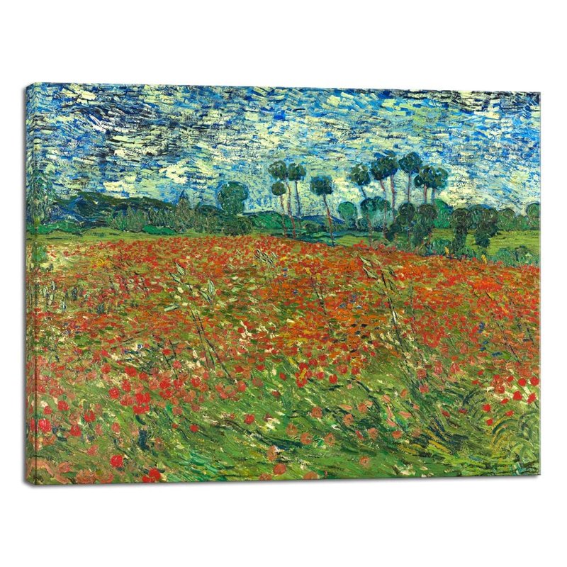 Wieco Art Large Poppy Field June 1890 Canvas Print of Vincent Van Gogh Wall Art Paintings Reproduction Field Pictures Artwork for Wall Decor and Home Decorations