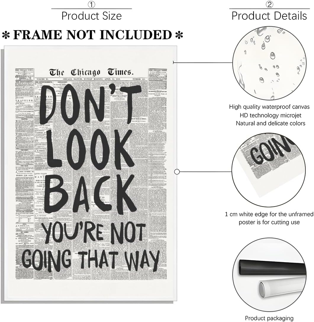 Vintage Newspaper Wall Art - Motivational Quote Poster | Black and White Inspirational Canvas Print 8x12" Unframed