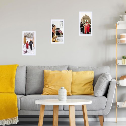 JCJMY 6x12 Picture Frame - White Wall Hanging Frame with Shatter-Resistant Plexiglass | Horizontal/Vertical Display