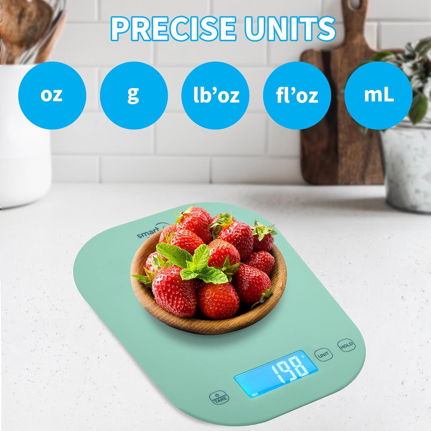 Smart Weigh Digital Kitchen Scale - Mint Green for Accurate Cooking, Baking & Meal Prep | Grams & Ounces