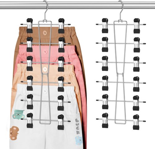 DOIOWN 6-Tier Baby Hangers with Clips - Space-Saving Adjustable Stainless Steel Hangers for Kids' Clothes