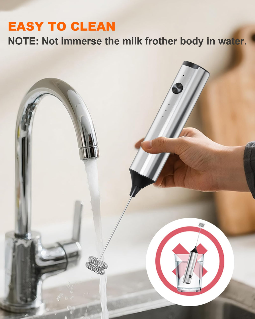 Soenglyun Rechargeable Milk Frother with Stand, Handheld 3-Speeds Coffee frother with 2 Whisks, Electric Frother Wand for Coffee, Latte, Cappuccino, Hot Chocolate, Matcha and Egg Mini Frother, Silver