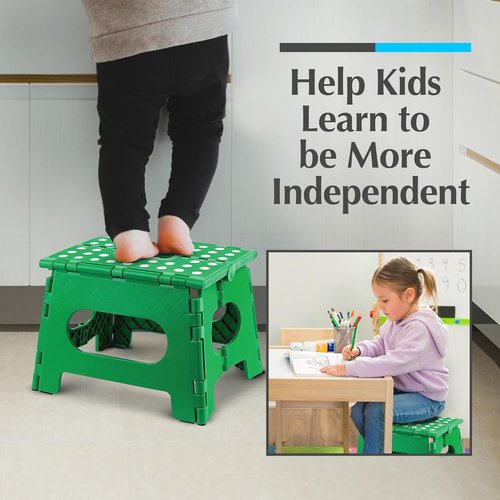 Handy Laundry Folding Step Stool - Lightweight & Sturdy for Adults and Kids - Easy One Flip Open - Green | 2-Pack