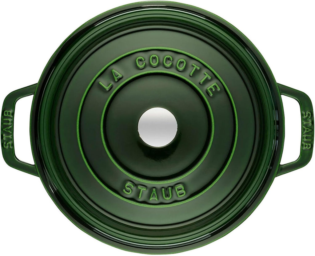 Staub 5.5 Quart Round Cocotte - Elegant Basil Color for Perfect Cooking & Serving