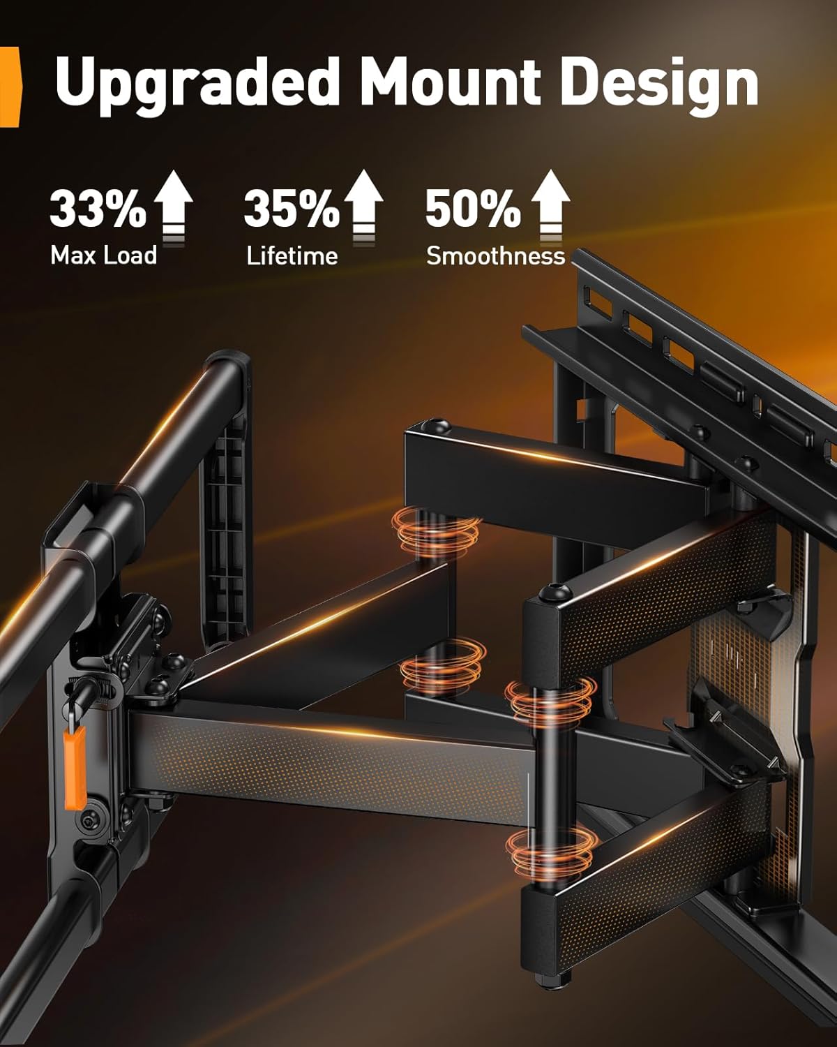 Perlegear Full Motion TV Wall Mount - Fits 42–97 Inch Flat & Curved TVs | Tool-Free Tilt & Swivel, Max VESA 600x400mm