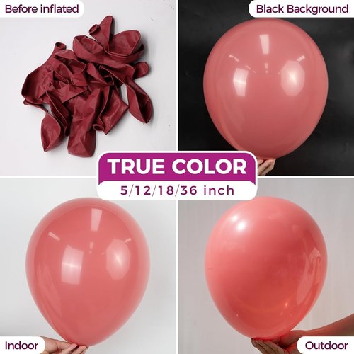 Bezente Dusty Pink Latex Balloons - 100 Pack 12-Inch Round Helium Balloons for Parties & Events