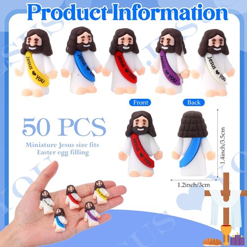 Bememo Mini Jesus Figures - 50 Pcs Christ Toys for Hide and Seek | Perfect Sunday School Party Favors