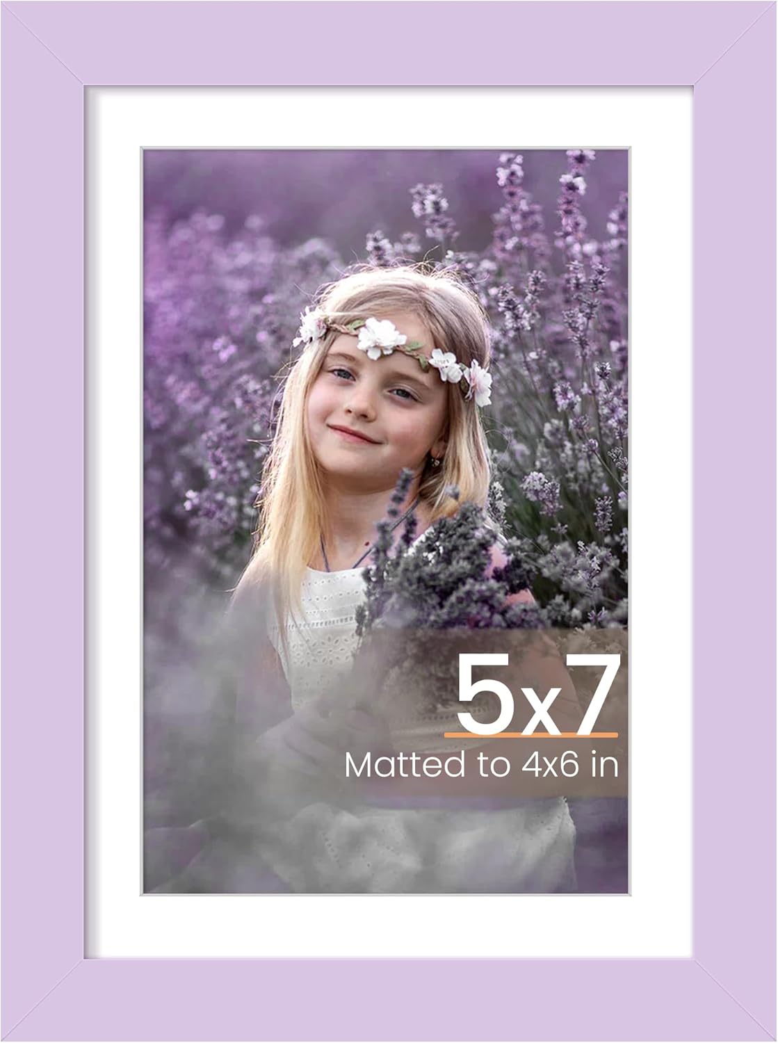 Upsimples 5x7 Picture Frame - Display 4x6 Photos with Mat or 5x7 Without - Purple, 1 Pack