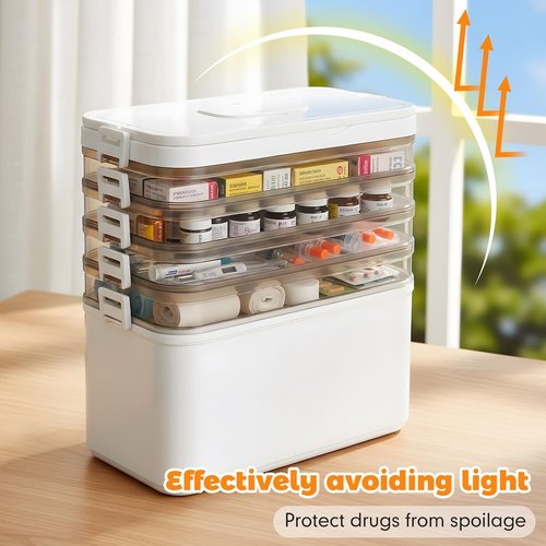 5-Tier Medicine Organizer by [Brand Name] - Portable All-Purpose Medical Cabinet with Handle | 12 x 7 x 12.2 Inch