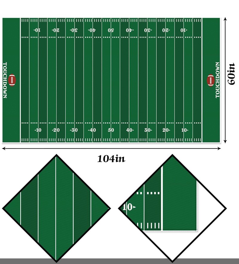Hafangry American Football Field Tablecloth Touchdown Game Day Sport Themed Party Decoration Kitchen Dining Room Home Rectangular Table Cover (60" x 104")