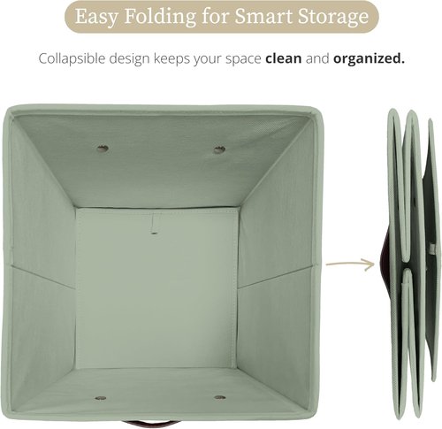 DECOMOMO Storage Cubes - 13x13x13 Fabric Organizer Bins with Labels | 6-Piece Set in Sage Green