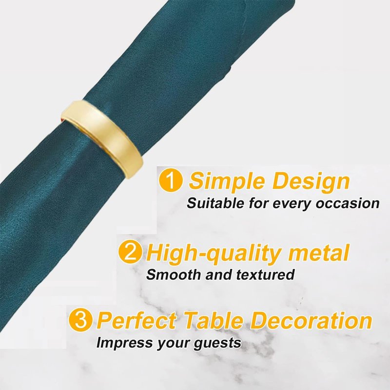 32 Pcs Matt Gold Napkin Rings - Metal Napkin Ring,Stainless Steel Napkin Rings for Table Settings Wedding Christmas Party Dinner Table(Semicircle)