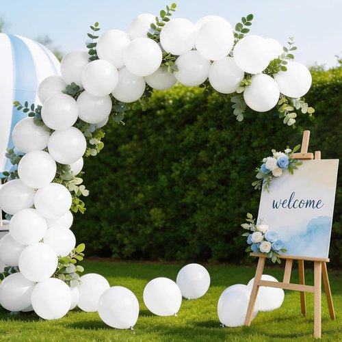LOLStar White Latex Balloons - 100 Pcs 12-Inch Round Balloons for Wedding & Party Decorations