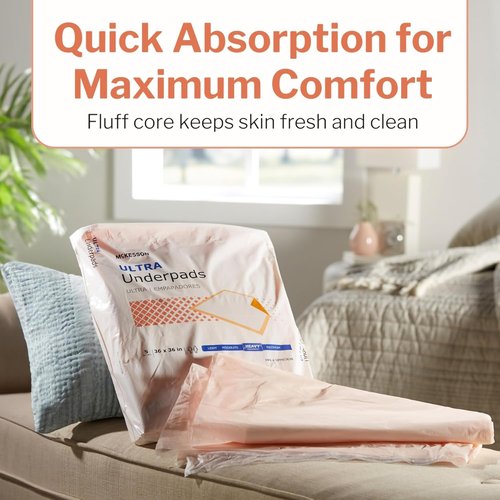 McKesson Disposable Bed Pads - Heavy Absorbency Underpads 36" x 36" | Ultra Soft Incontinence Chux for Adults & Babies