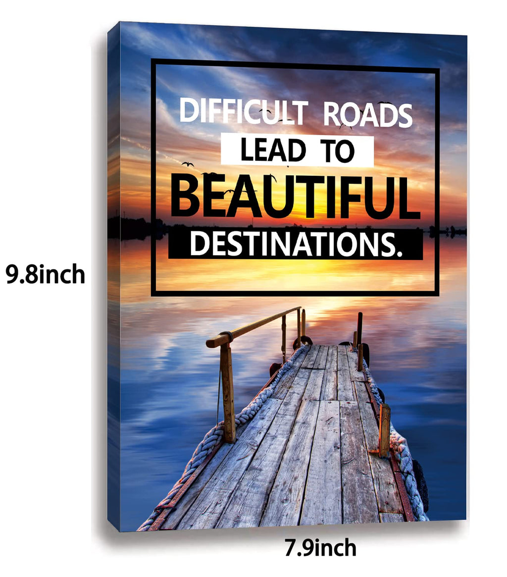 Inspirational Canvas Decoration Painting, landscape Canvas Wall Art，Suitable for Library, School, Gym,Office， Living Room Decor,6-Pack，Tabletop/Hanging(29 x 38cm) Framed