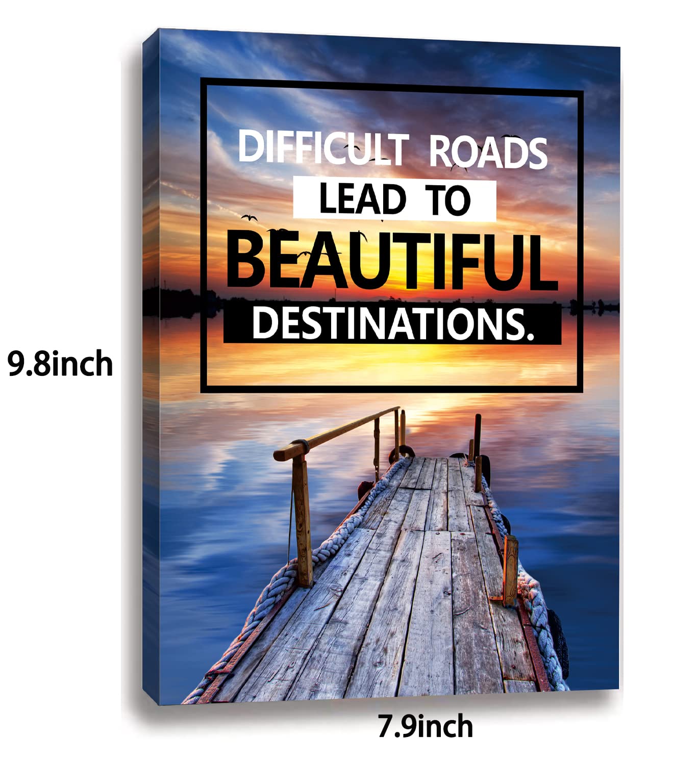 Inspirational Canvas Decoration Painting, landscape Canvas Wall Art，Suitable for Library, School, Gym,Office， Living Room Decor,6-Pack，Tabletop/Hanging(29 x 38cm) Framed