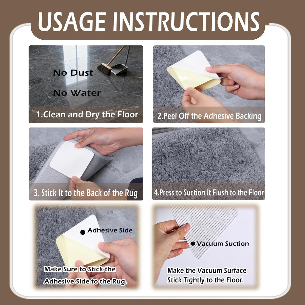 Skiennix Anti-Slip Carpet Grips - 8 Pcs Vacuum Technology Rug Pad for Hardwood Floors | Washable & Non-Slip