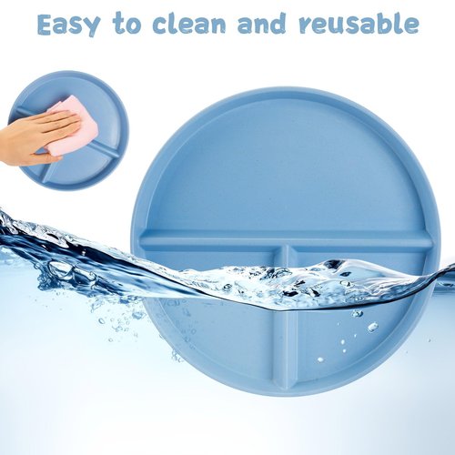 16 Pcs 9 Inch Unbreakable Divided Plates for Kids Adult Dishwasher Microwave Safe 3 Compartment Plates Lightweight Healthy Plastic Reusable Dinner Plate for Child Dishes(Multi Colors)