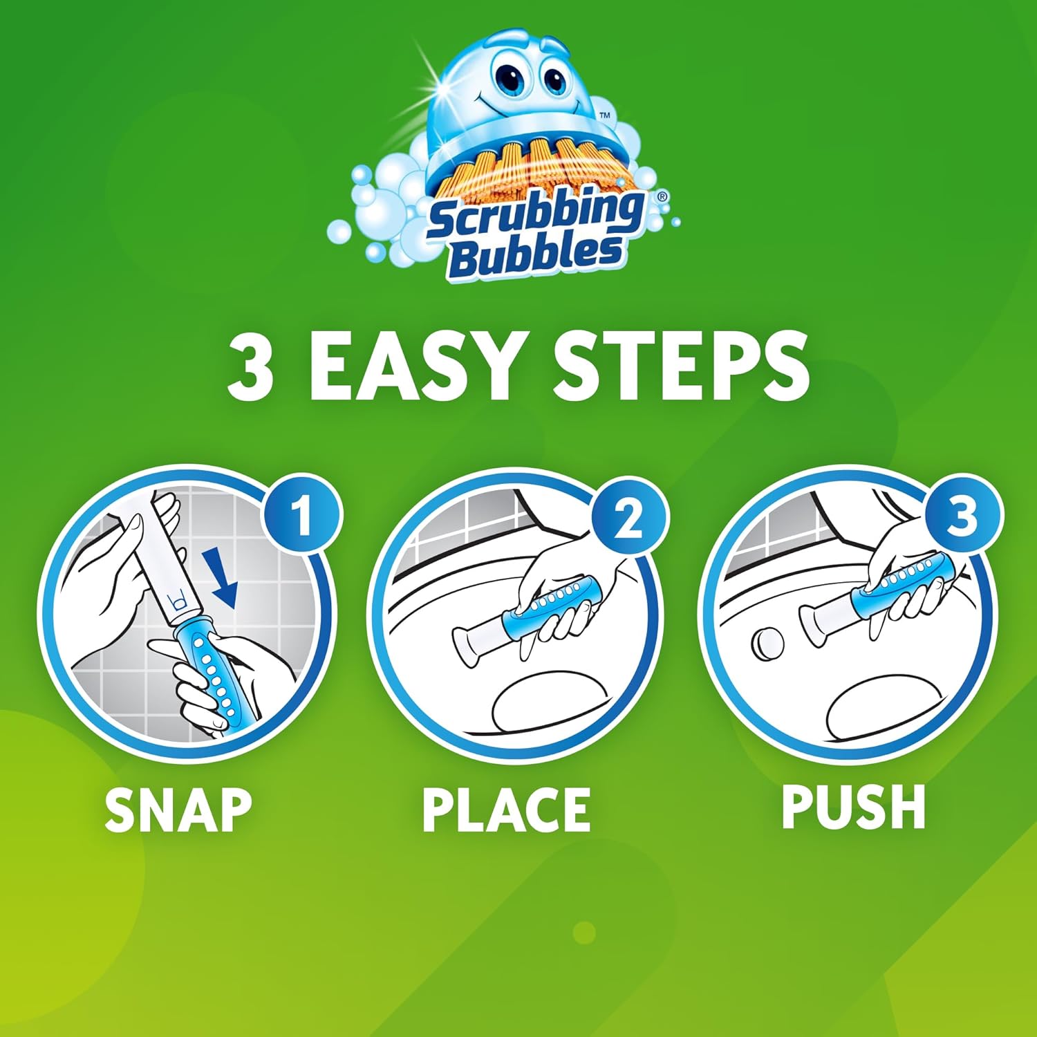 Scrubbing Bubbles Fresh Gel Toilet Bowl Cleaning Stamps - Prevent Limescale & Rings | Rainshower Scent, 24 Stamps