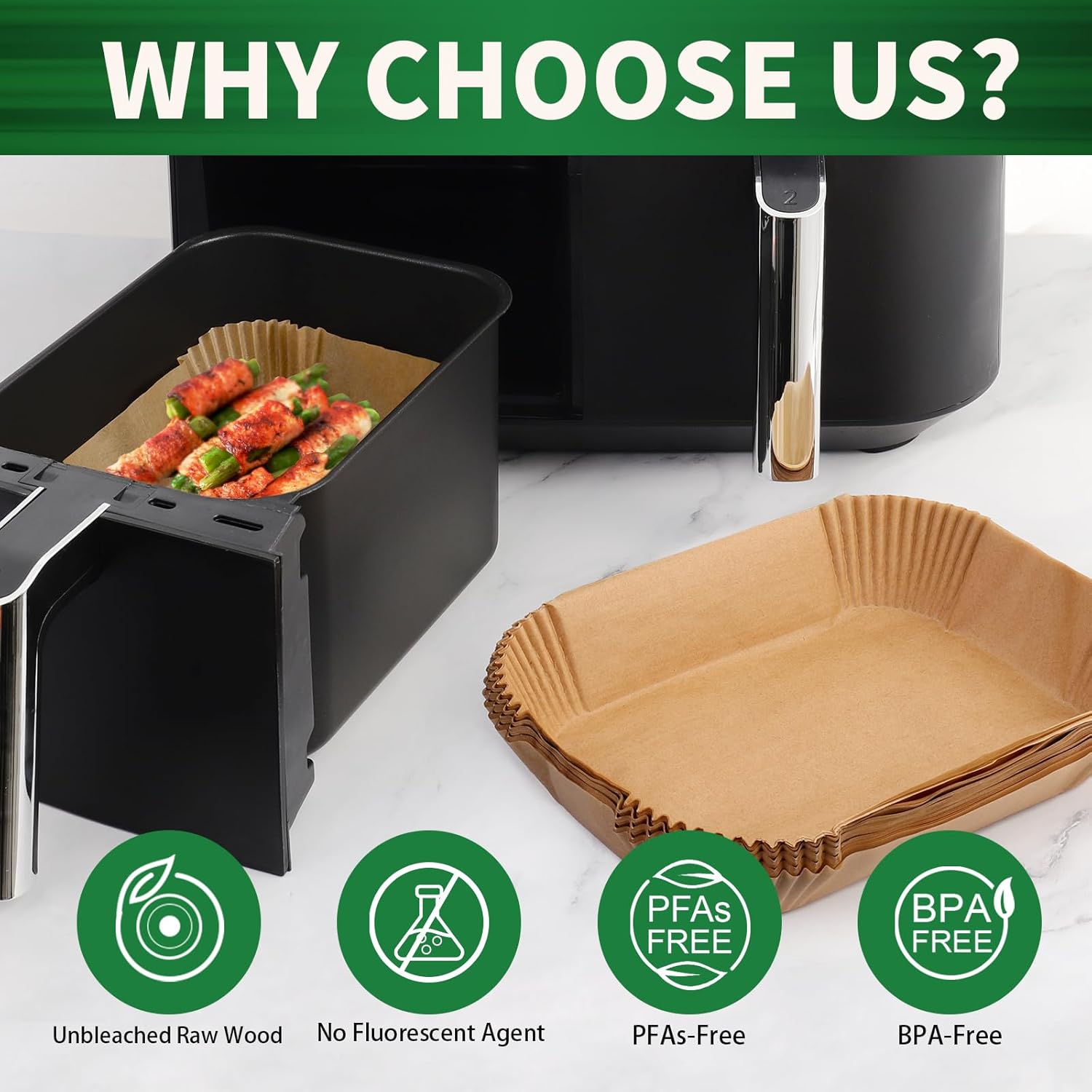 Ninja Foodi Air Fryer Liners - 150 Pcs Unbleached Disposable Parchment Paper for 7-QT & 9-QT Models