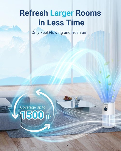 MOOKA HEPA Air Purifier - Large Room Coverage Up to 1500ft² | Quiet 15dB with Aromatherapy for Pets & Allergies